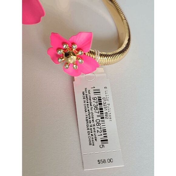 🌺 LILLY PULITZER Oversized Orchid Flower Roxie Pink Bracelet NEW WITH GIFT BAG - Picture 12 of 15